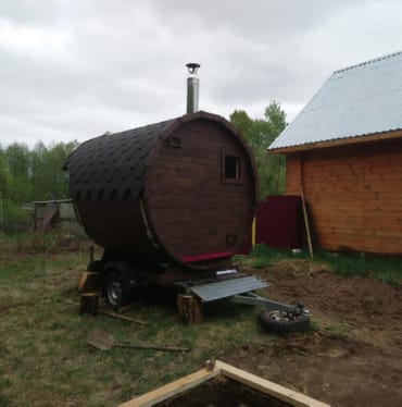 Монтаж бани-бочки №413 от 23.04.2021 в бору